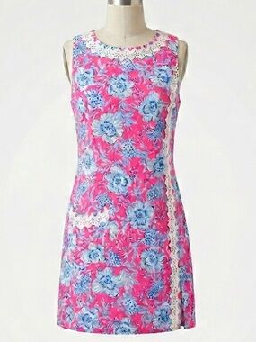 Lilly Pulitzer Ginge Shift Romper Roxie Pink Wave N Sea Size 0 NWT Women’s